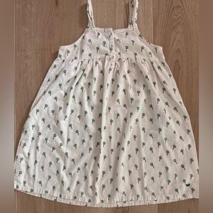 Petite Plume White Sundress with Green Palm Tree Print